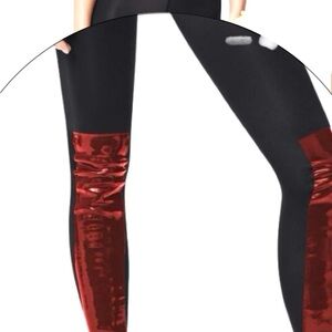 Wolford Barbara Black and Red/Cinnamon Patent Leather Leg Panel Leggings